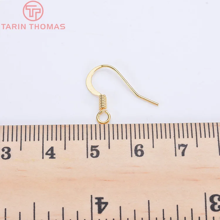 (2239)20PCS Height 16MM 24K Gold Color Plated Brass Earring Hook Diy Jewelry Findings Accessories Wholesale