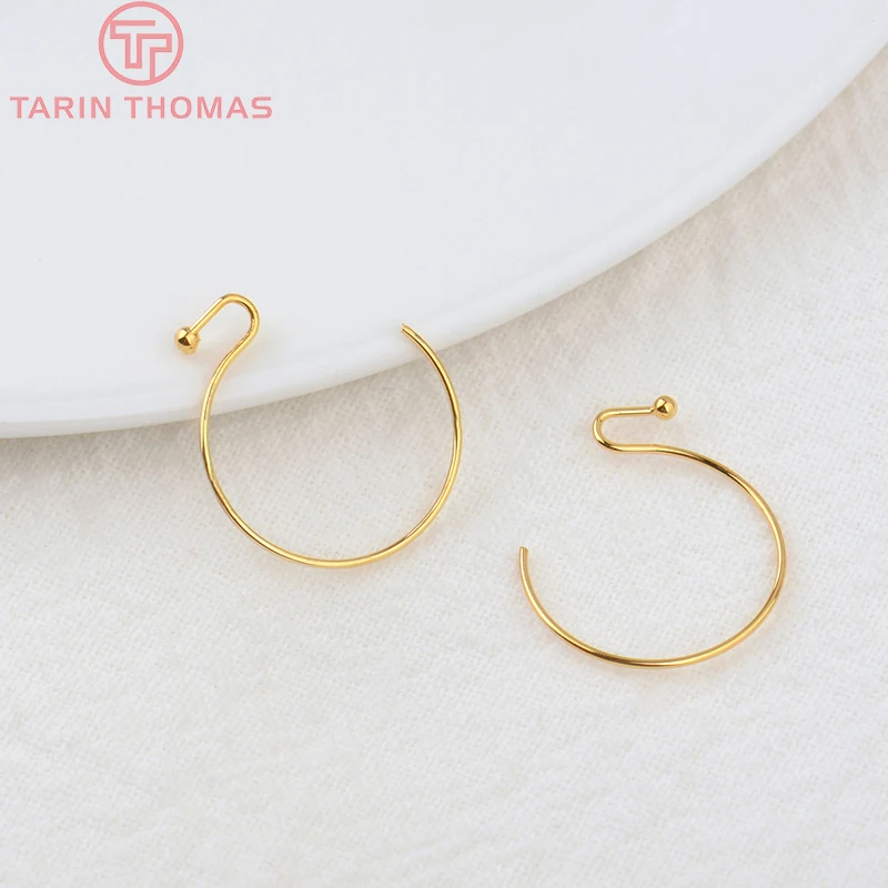 (2239)20PCS Height 16MM 24K Gold Color Plated Brass Earring Hook Diy Jewelry Findings Accessories Wholesale