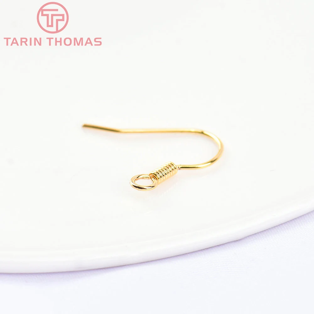 (2239)20PCS Height 16MM 24K Gold Color Plated Brass Earring Hook Diy Jewelry Findings Accessories Wholesale