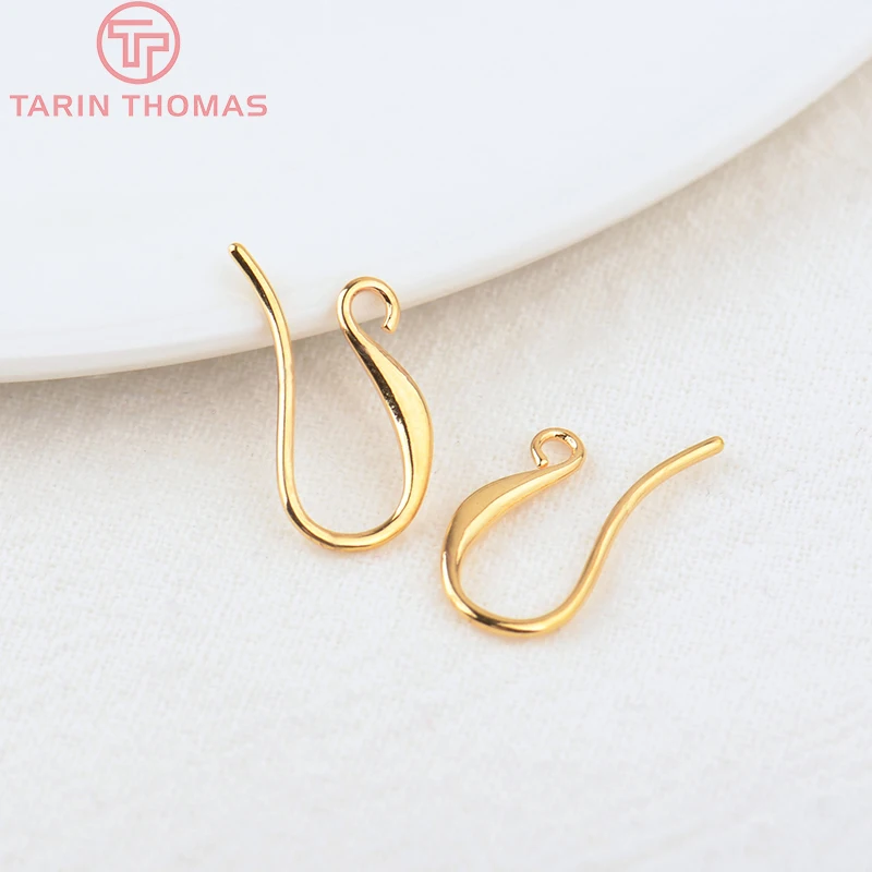 (2239)20PCS Height 16MM 24K Gold Color Plated Brass Earring Hook Diy Jewelry Findings Accessories Wholesale