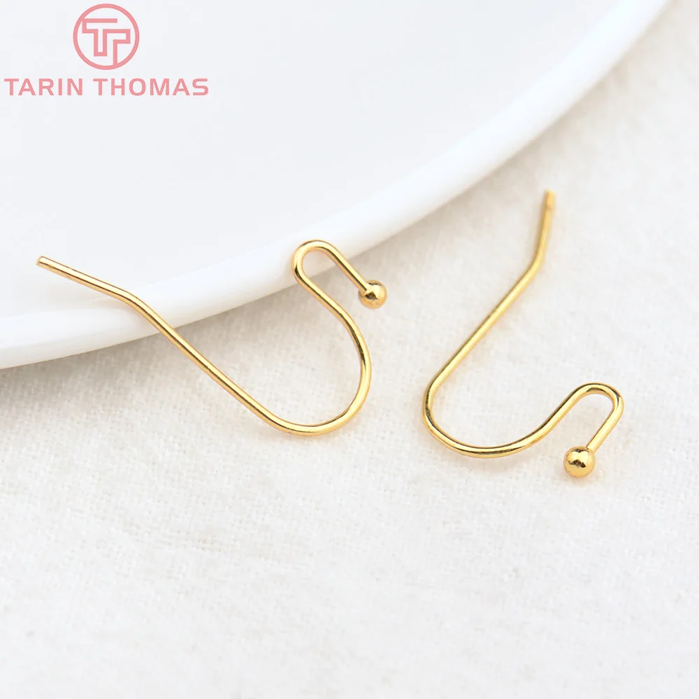 (2239)20PCS Height 16MM 24K Gold Color Plated Brass Earring Hook Diy Jewelry Findings Accessories Wholesale