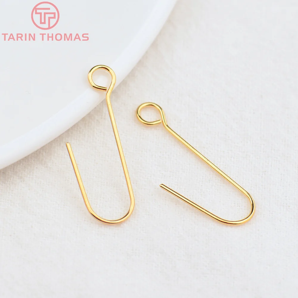 (2239)20PCS Height 16MM 24K Gold Color Plated Brass Earring Hook Diy Jewelry Findings Accessories Wholesale