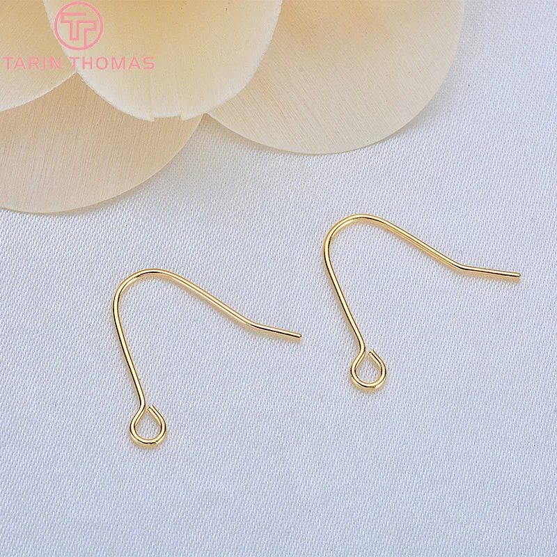 (2239)20PCS Height 16MM 24K Gold Color Plated Brass Earring Hook Diy Jewelry Findings Accessories Wholesale