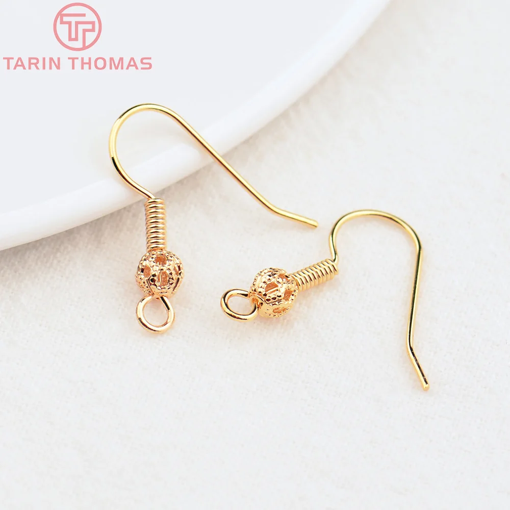 (2239)20PCS Height 16MM 24K Gold Color Plated Brass Earring Hook Diy Jewelry Findings Accessories Wholesale