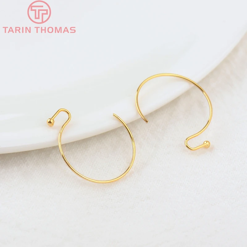 (2239)20PCS Height 16MM 24K Gold Color Plated Brass Earring Hook Diy Jewelry Findings Accessories Wholesale