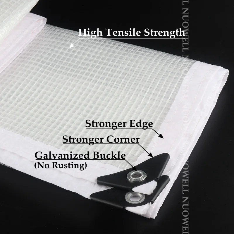 0.33mm Reinforced PE Tarpaulin Cover Rainproof Film for Terrace Balcony Plants Shelter Camp Tent Visible Shade Sails