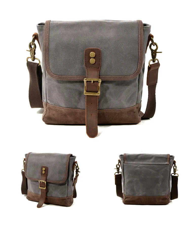 Oil Wax Canvas Leather Crossbody Bag Unisex Military Vintage Messenger Bags Shoulder Bag for Men 2020 Casual Travel Bags