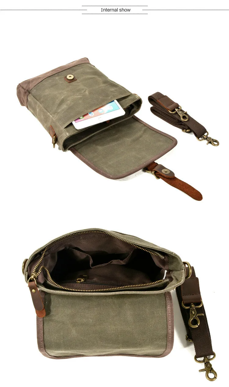 Oil Wax Canvas Leather Crossbody Bag Unisex Military Vintage Messenger Bags Shoulder Bag for Men 2020 Casual Travel Bags