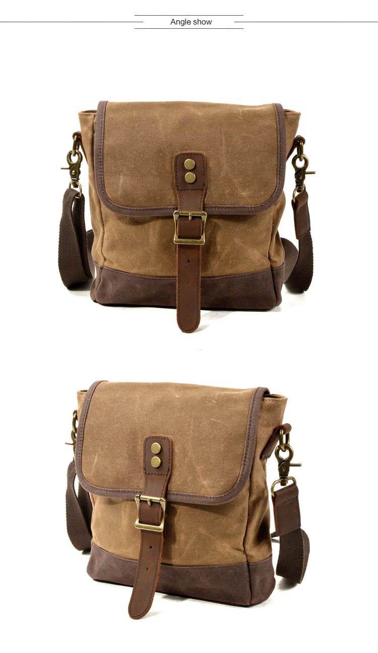 Oil Wax Canvas Leather Crossbody Bag Unisex Military Vintage Messenger Bags Shoulder Bag for Men 2020 Casual Travel Bags