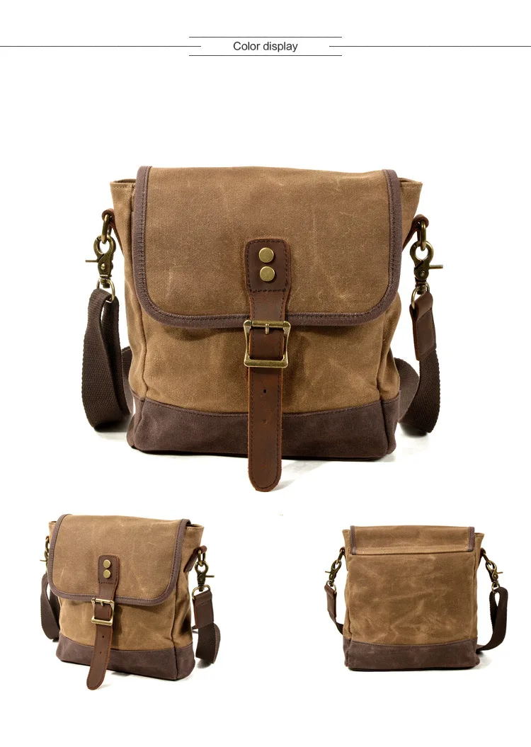 Oil Wax Canvas Leather Crossbody Bag Unisex Military Vintage Messenger Bags Shoulder Bag for Men 2020 Casual Travel Bags