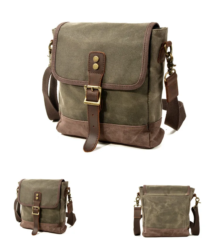 Oil Wax Canvas Leather Crossbody Bag Unisex Military Vintage Messenger Bags Shoulder Bag for Men 2020 Casual Travel Bags