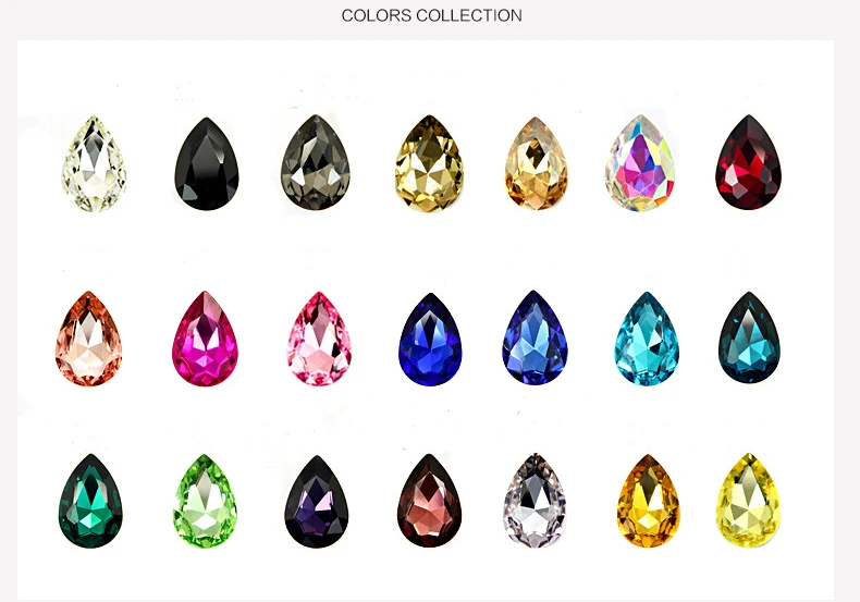 Glass Crystal 10x14 13x18 Nice Colors Waterdrop Water Drop Teardrop Shape Glue on Rhinestone Beads Handicraft Photo Frame DIY
