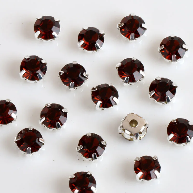 New 3mm 4mm 5mm 7mm 8mm Silver Claws Sew-on Round Rhinestones For Needlework DIY Glass Crystals Stones Clothes Wedding Dress