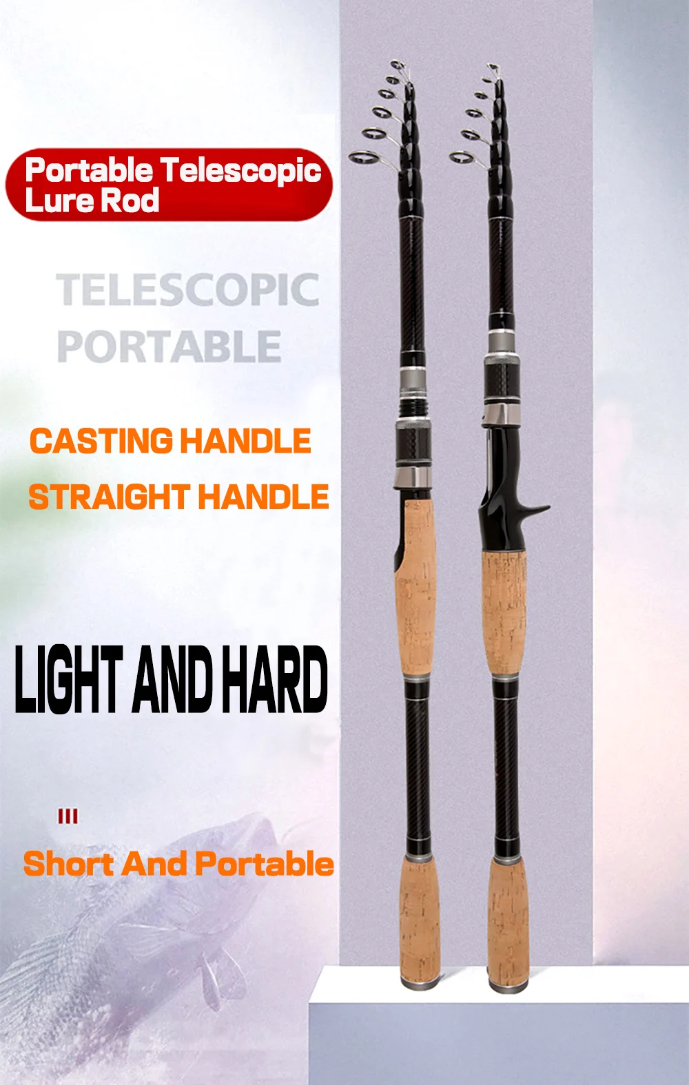 Telescopic Lure Fishing Rod 1.8M 2.1M 2.4M 3.0M Carbon Fiber Spinning Casting Ultralight Portable Travel Pole Tackle