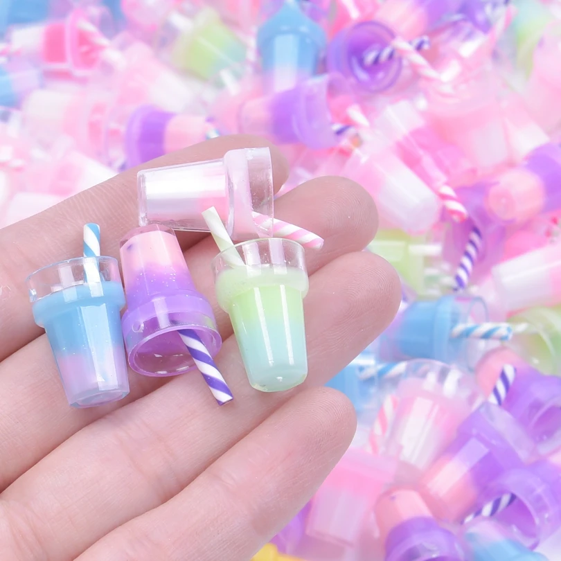 10/30/50/100pcs Cute Colorful Resin 3D Drink Bottle Charms Pendant For Jewelry Making Diy Earrings Keychain Handmade Accessories