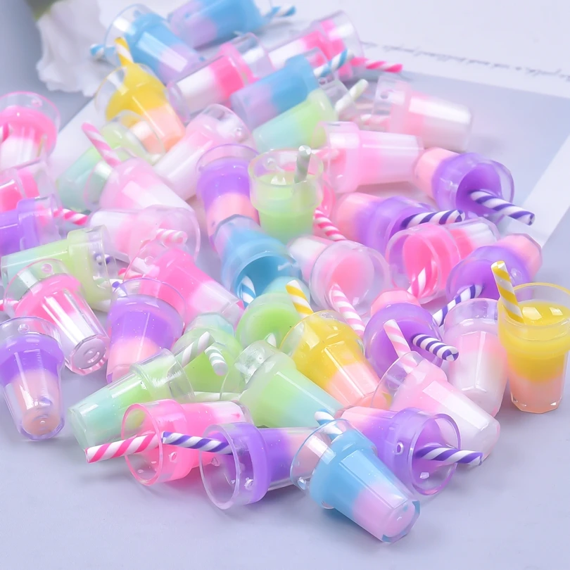 10/30/50/100pcs Cute Colorful Resin 3D Drink Bottle Charms Pendant For Jewelry Making Diy Earrings Keychain Handmade Accessories