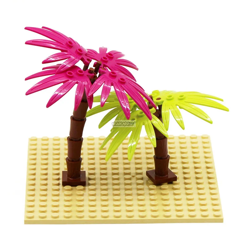 Marumine 6135 Palm Trunk with Cross 2563 Palm Base MOC Bricks Idea House Garden Tree Plants Model Kit Blocks Accessories Parts