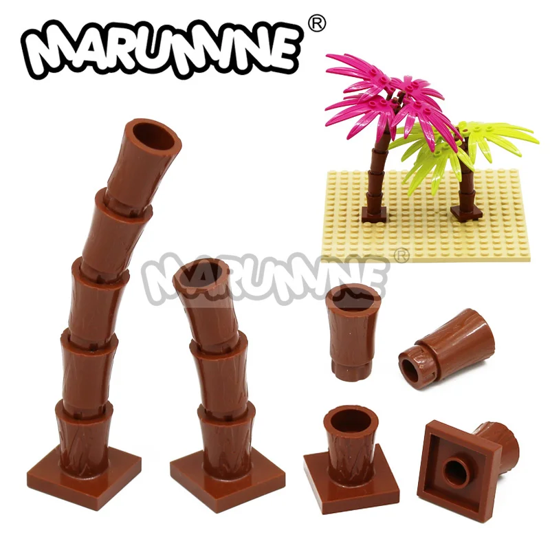 Marumine 6135 Palm Trunk with Cross 2563 Palm Base MOC Bricks Idea House Garden Tree Plants Model Kit Blocks Accessories Parts