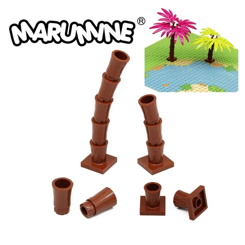 Marumine 6135 Palm Trunk with Cross 2563 Palm Base MOC Bricks Idea House Garden Tree Plants Model Kit Blocks Accessories Parts
