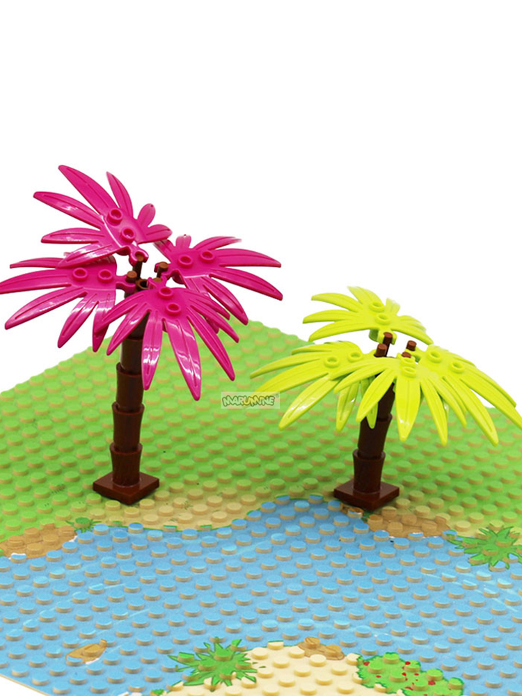Marumine 6135 Palm Trunk with Cross 2563 Palm Base MOC Bricks Idea House Garden Tree Plants Model Kit Blocks Accessories Parts
