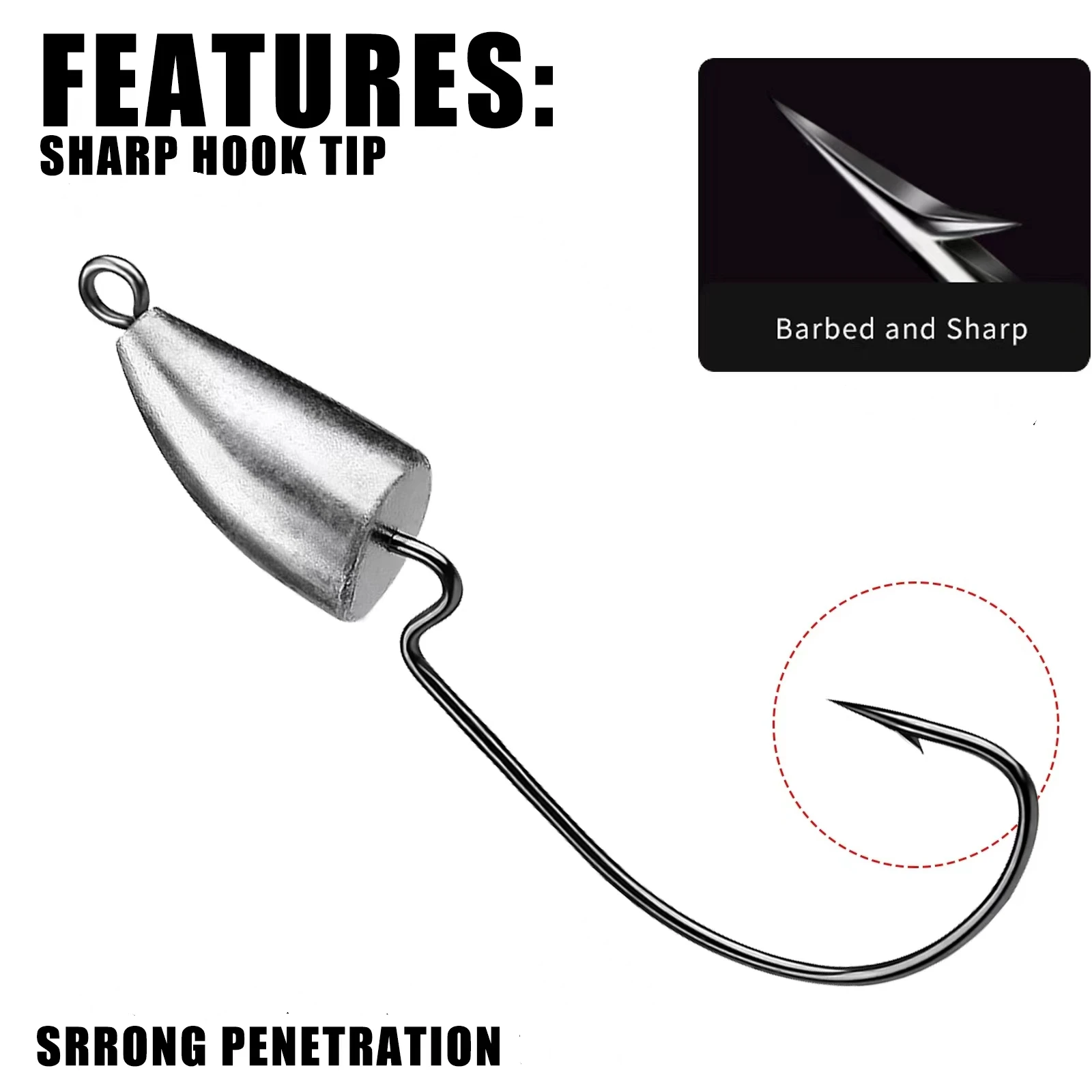 Jighead Fishhooks 10Pcs/lot 5g 7g 10g Worm Fishing Hook Soft Lure Jig Head Hooks Artificial Bait Fishing Tackle Pike Fish.