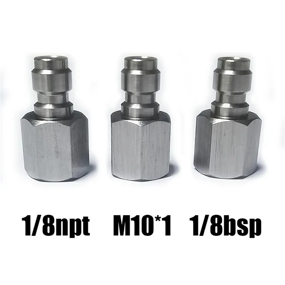 Stainless Steel 8mm Quick Disconnect Charging Hose Release Coulper Male Plug 1/8“BSPP / 1/8”NPT / M10*1.0 Threads