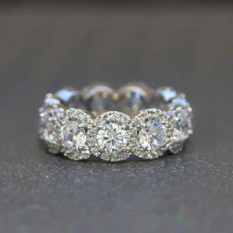 Huitan Sparkling Cubic Zirconia Promise Rings for Women Wedding Engagement Bands Silver Color New Modern Fashion Female Jewelry