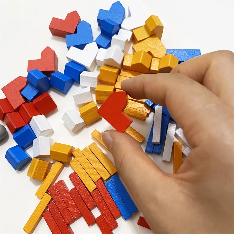 97Pcs/set Way/House/City/ Wooden Game Pieces Colorful Chess Pieces for Board Games Accessories