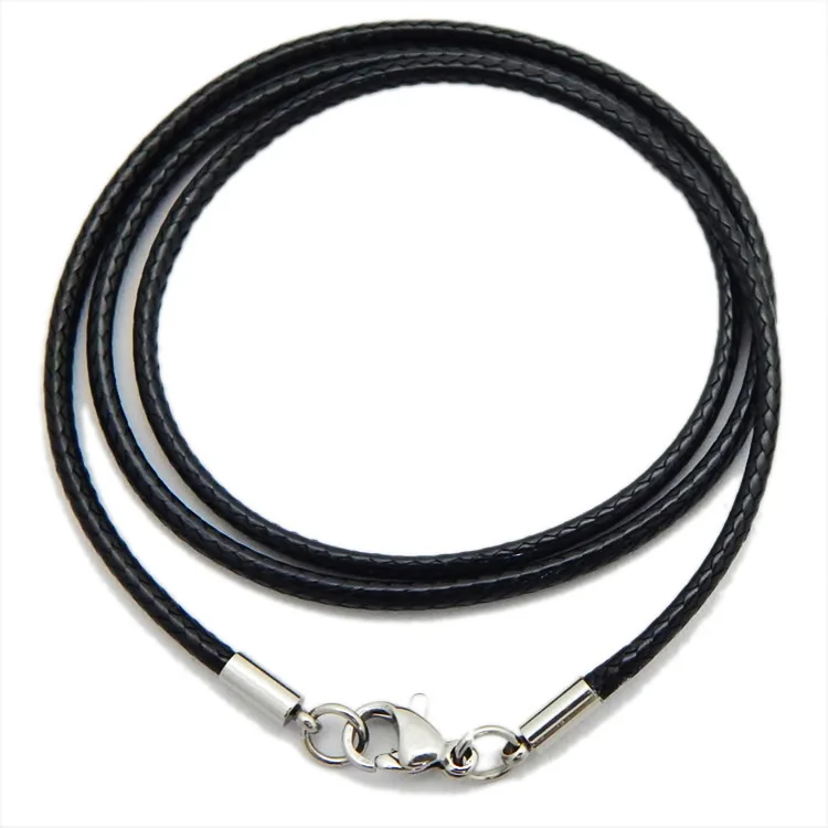 1/1.5/2/3mm Genuine Black Leather Necklace Cord For DIY Stainless Steel Neck Bracelet Jewelry Craft Making Supplies Accessories