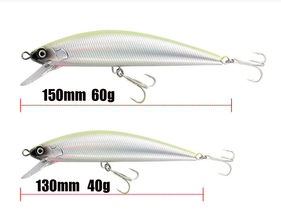Fishing Lure Sinking Minnow 13cm 15cm 40g 60g Weight System Hard Lure Pesca Strong Treble Hooks Wobbler Jerkbait Swimbait Bait
