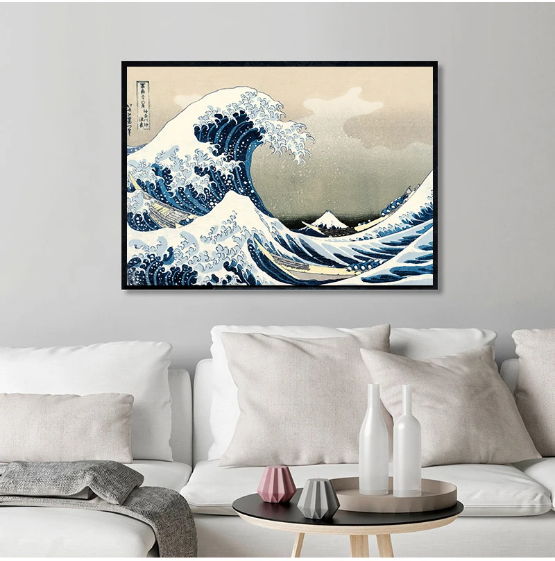 Original Kanagawa Surfing Katsushika Hokusai Canvas Painting Print Picture Poster Wall Bedroom Home Decoration