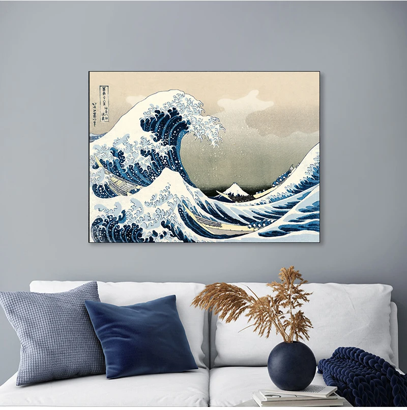 Original Kanagawa Surfing Katsushika Hokusai Canvas Painting Print Picture Poster Wall Bedroom Home Decoration
