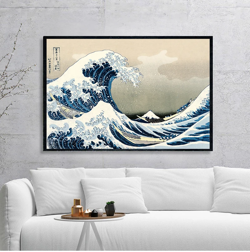 Original Kanagawa Surfing Katsushika Hokusai Canvas Painting Print Picture Poster Wall Bedroom Home Decoration