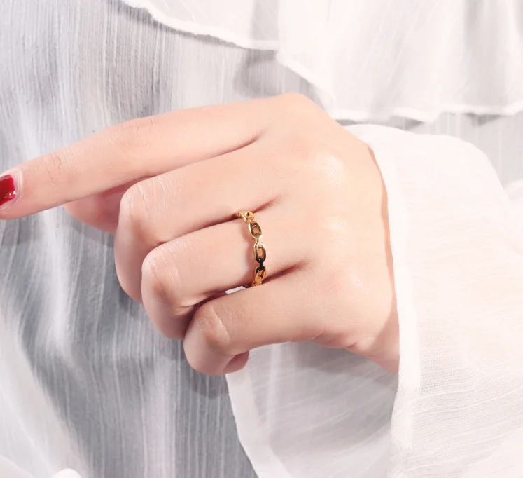 Chain Ring Stainless Steel Rings For Men Women's Rings Geometry Ring Finger Gold Silver Color Ring Set Women Jewelry Gift