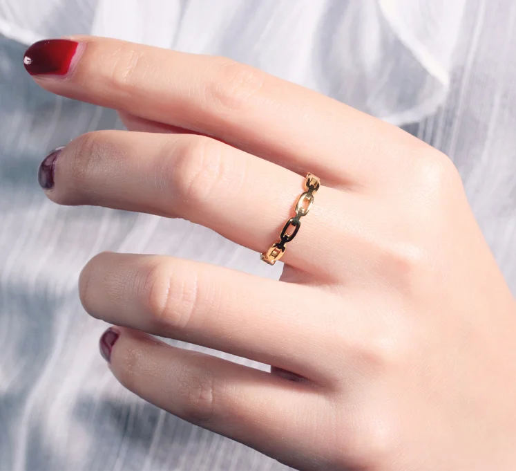 Chain Ring Stainless Steel Rings For Men Women's Rings Geometry Ring Finger Gold Silver Color Ring Set Women Jewelry Gift