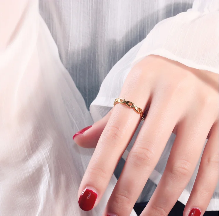 Chain Ring Stainless Steel Rings For Men Women's Rings Geometry Ring Finger Gold Silver Color Ring Set Women Jewelry Gift