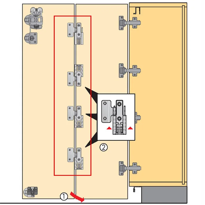 4PCS Cupboard Folding Door Wardrobe Built-in Hinge Accordion Folding Wardrobe Door Wardrobe Systems Tracked Plastic Hinge