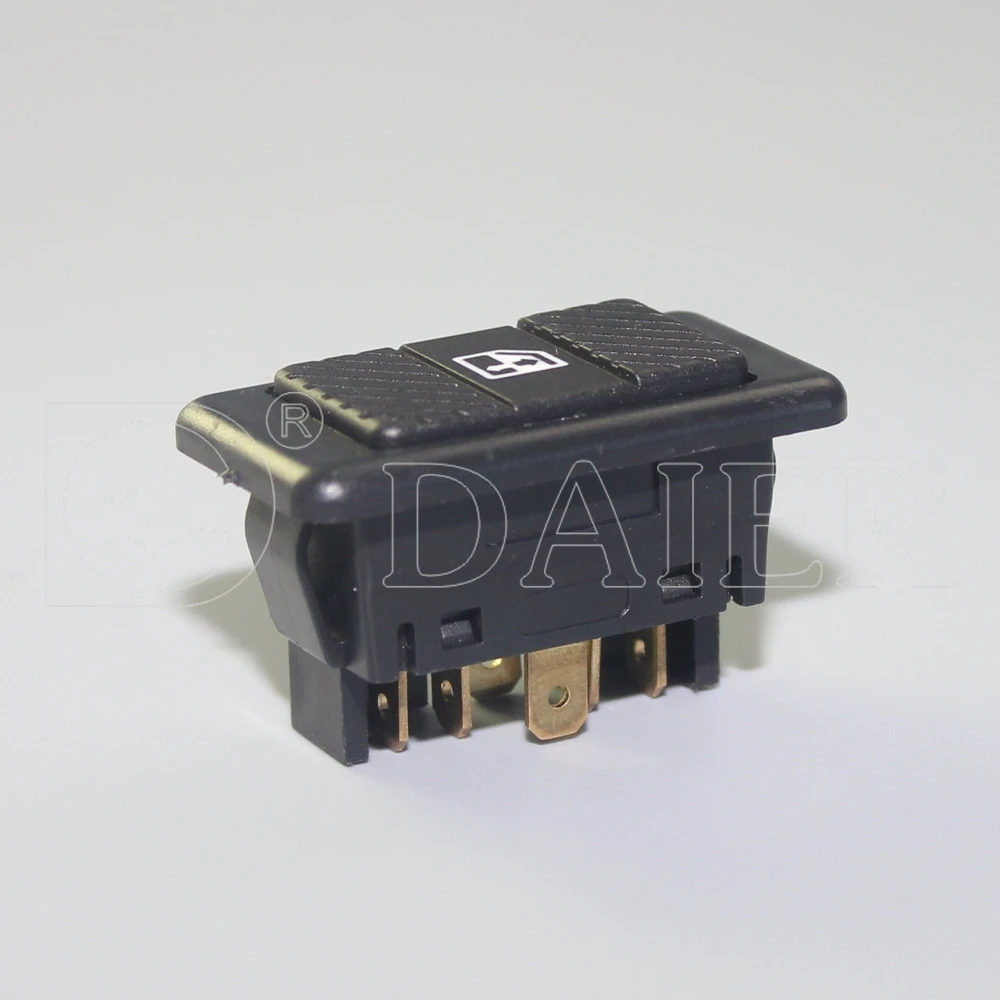 2Pcs Daier Universal 6 pin DPDT Auto Electric Power Window Switch Button with Green LED 20A 12VDC for Car Truck Vehicle