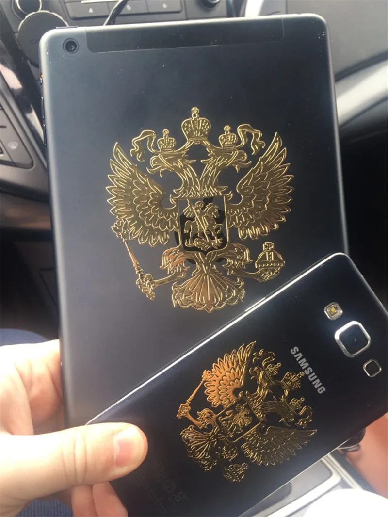 New Coat of Arms of Russia Nickel Metal Car Sticker Window Laptop Phone Decal Russian Federation Eagle Emblem 3D Car Styling