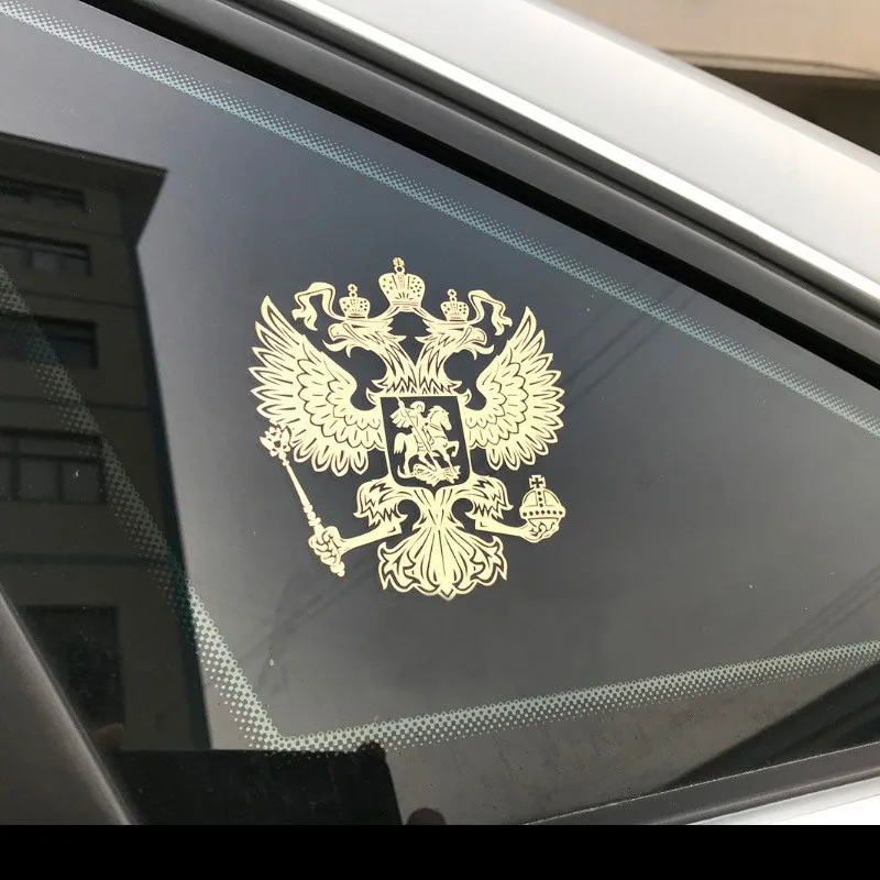 New Coat of Arms of Russia Nickel Metal Car Sticker Window Laptop Phone Decal Russian Federation Eagle Emblem 3D Car Styling