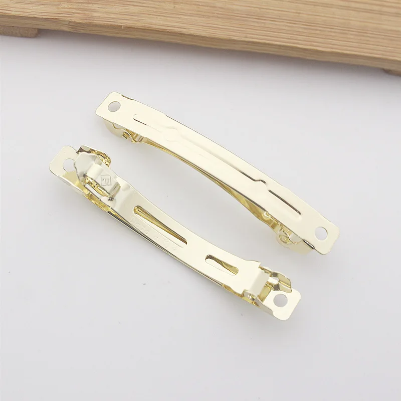 50pcs French Flat Barrette Style Spring Hair Clips Automatic Clip Blank Width Setting Bow Hairpin For Jewelry Making