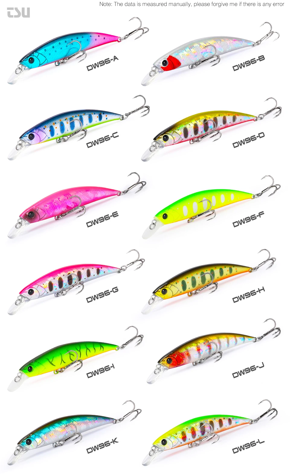 TSURINOYA Fishing Lure Sinking Minnow 80S 12g DW96 8cm Multi-color Rockfish Jerkbait Hard Bait Freshwater Saltwater Wobbler