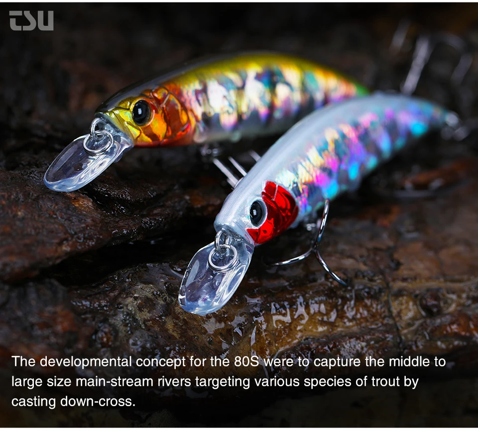 TSURINOYA Fishing Lure Sinking Minnow 80S 12g DW96 8cm Multi-color Rockfish Jerkbait Hard Bait Freshwater Saltwater Wobbler
