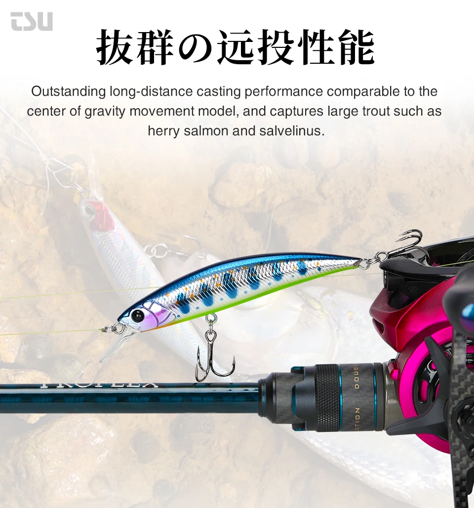 TSURINOYA Fishing Lure Sinking Minnow 80S 12g DW96 8cm Multi-color Rockfish Jerkbait Hard Bait Freshwater Saltwater Wobbler