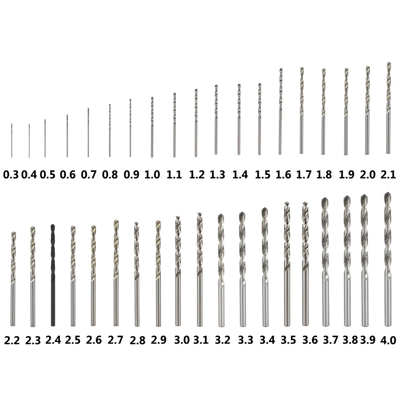 Twist Drill Bit Set 10pcs 0.3mm-4.0mm High Speed Steel Metal Wood Drill Bit Woodworling Hole Cutter Gun Drill Bit