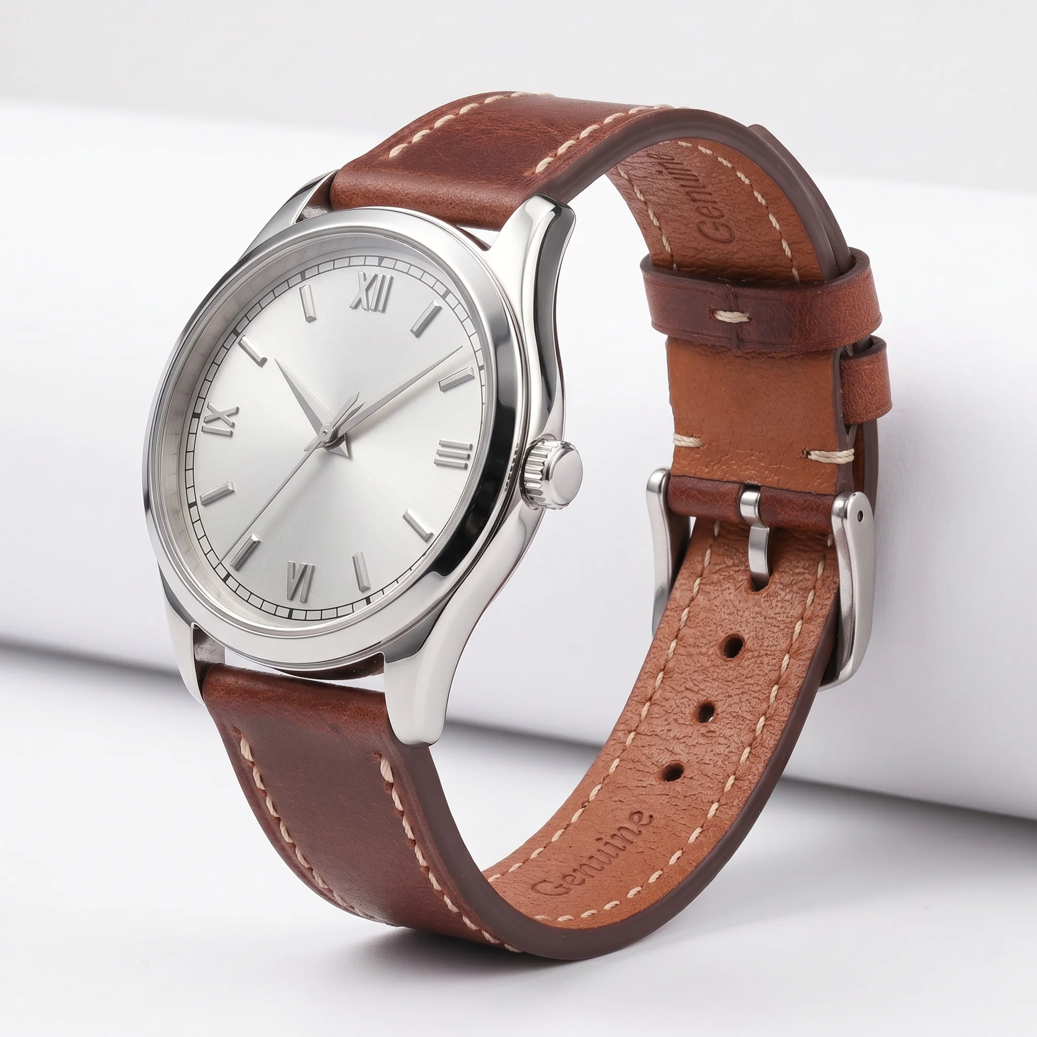 Cow Leather Watch Strap 18mm 20mm 22mm 24mm Brown Blue Red Green Cowhide Watchbands With Silver Stainless Steel Buckle