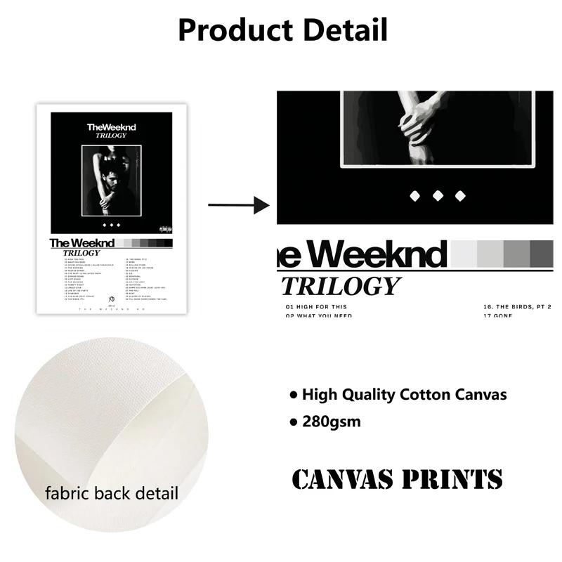 TRILOGY The Weeknd Album Poster Music Art Prints The Weeknd Fan's Gift Black & White Wall Art Picture Canvas Painting Home Decor