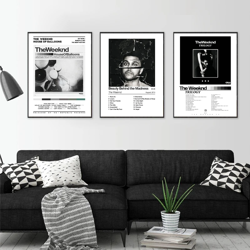 TRILOGY The Weeknd Album Poster Music Art Prints The Weeknd Fan's Gift Black & White Wall Art Picture Canvas Painting Home Decor