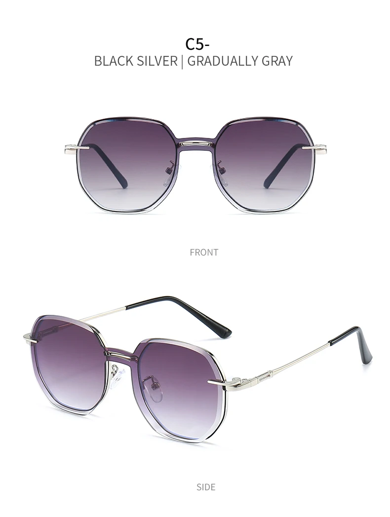 Removable Sunglasses Women Men Hexagon Glasses Clip On Lens Anti Blue Light Computer Glasses Dames 7000