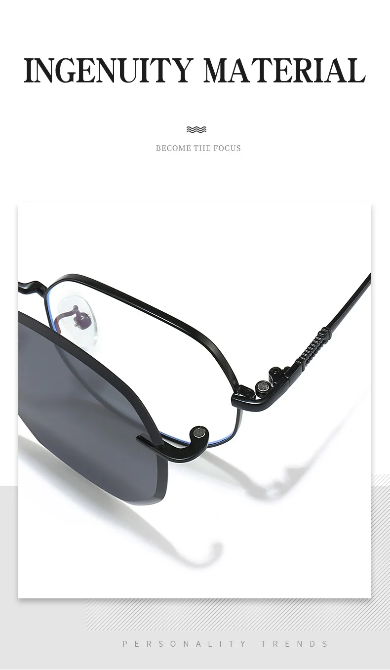 Removable Sunglasses Women Men Hexagon Glasses Clip On Lens Anti Blue Light Computer Glasses Dames 7000